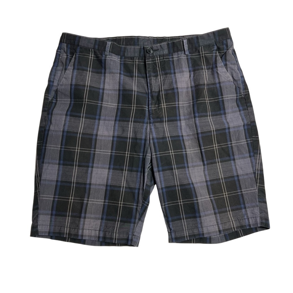 Calvin Klein Black and Gray‎ Plaid Flat Front Shorts